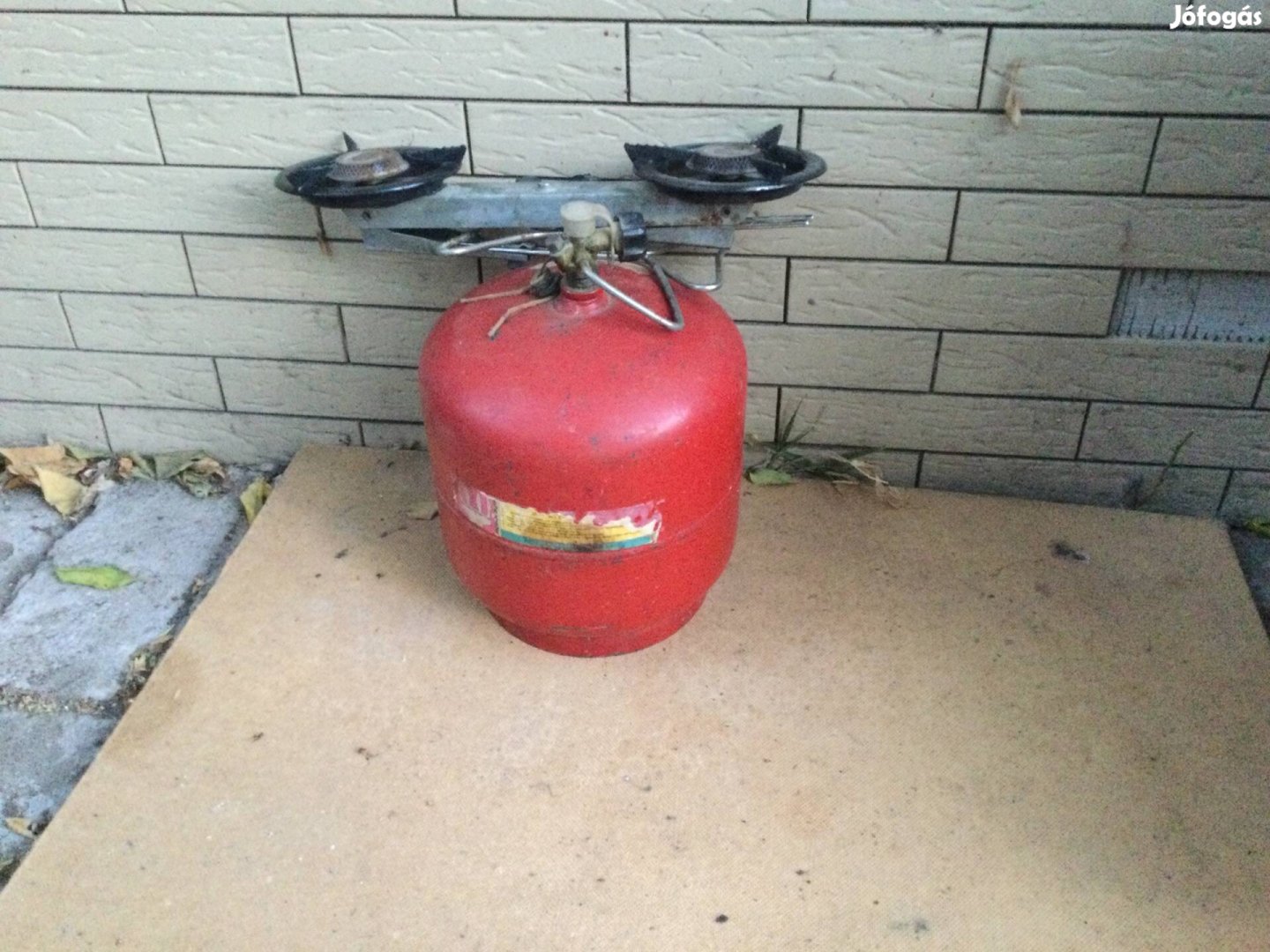 Kemping gázpalack dupla égő fejjel