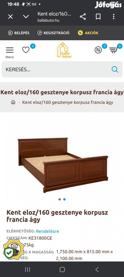 Kent franciaágy matrac nélkül sürgősen az ár irányár