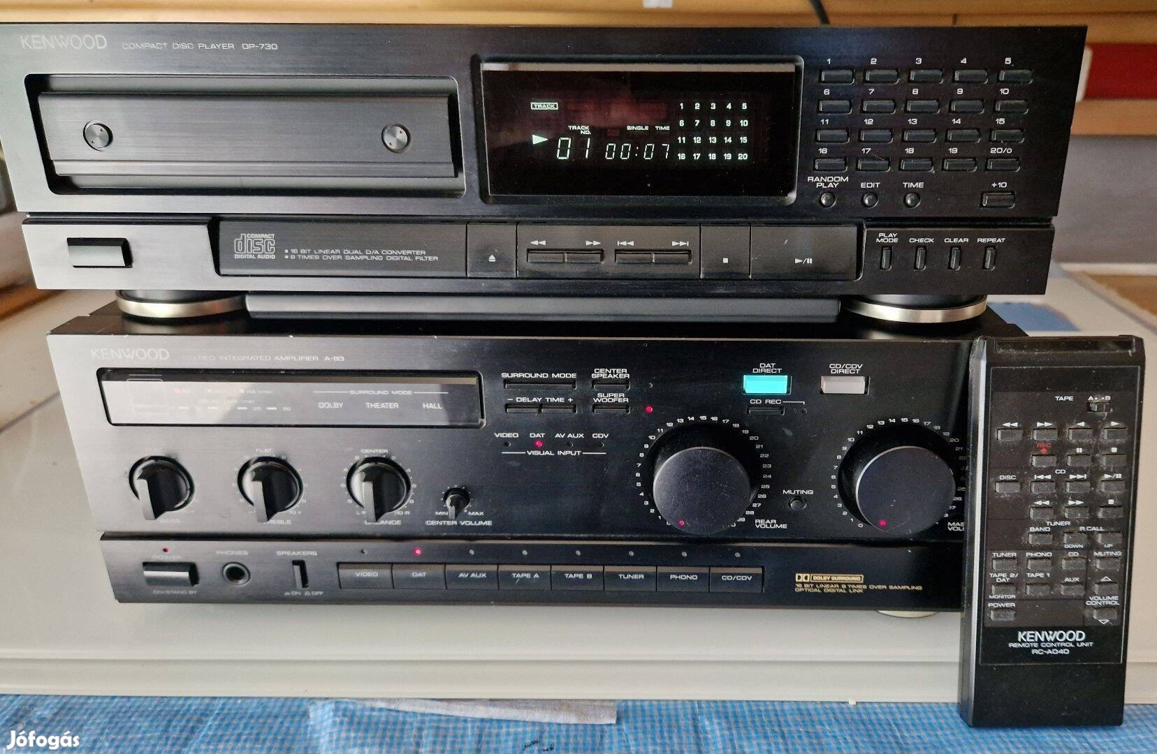 Kenwood A93 surround erősítő + DP-730 cd player + távirányító