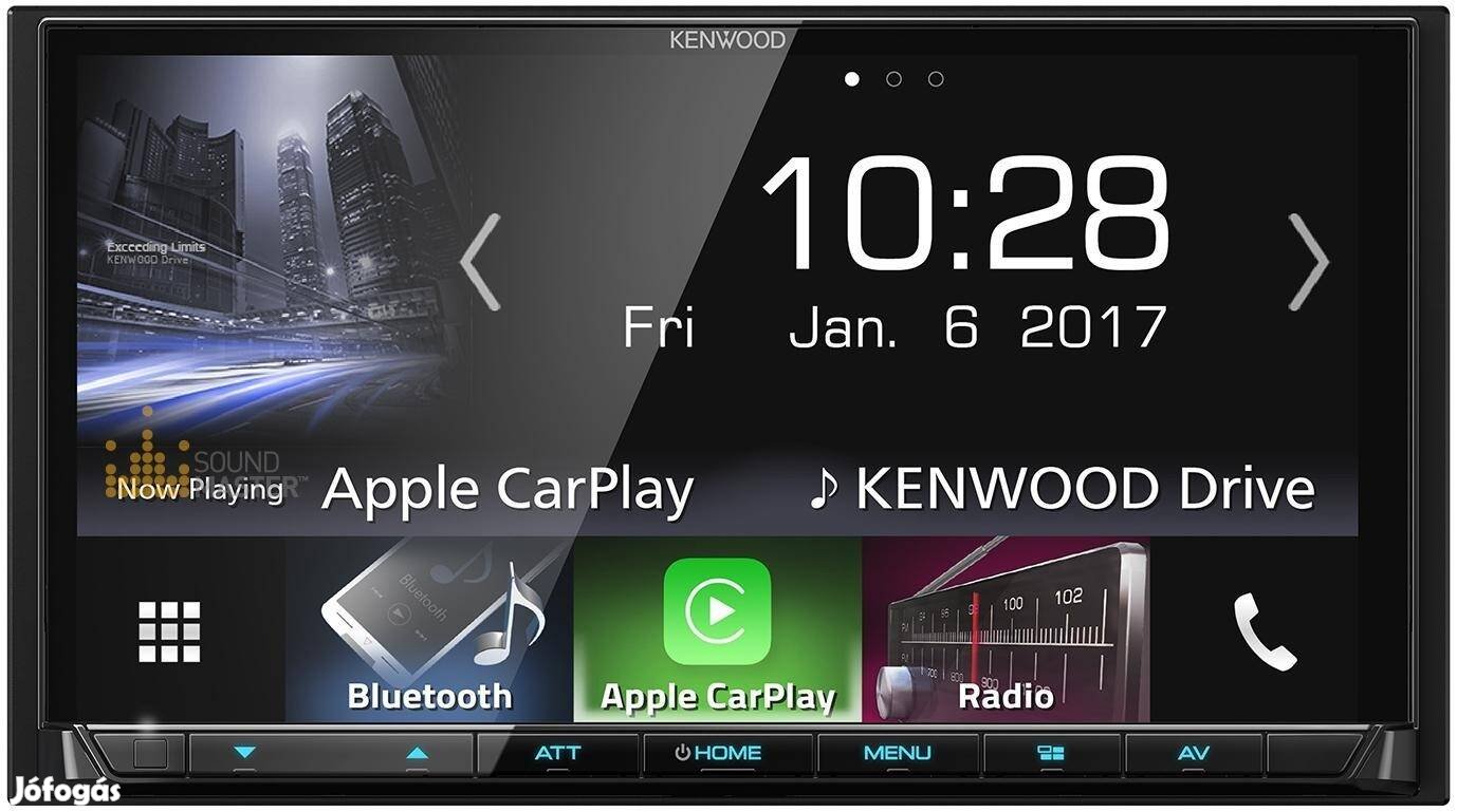 Kenwood DMX7017DABS Apple Carplay, Android Auto Bluetooth autós 