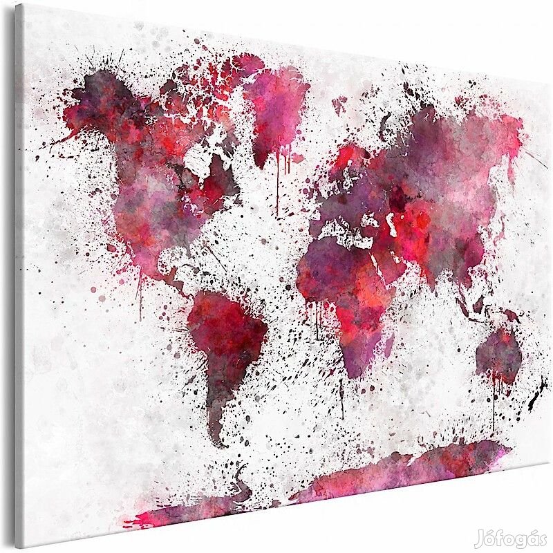 Kép - Piros vízfestményes világtérkép 1 darabban