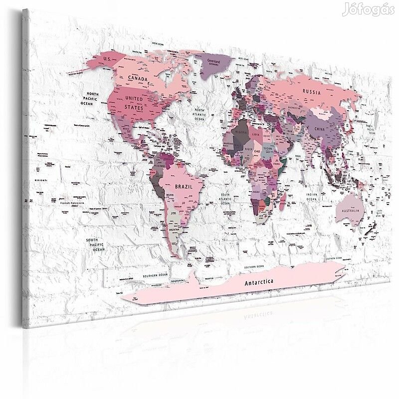 Kép - Rózsaszín világ térkép téglafal háttéren