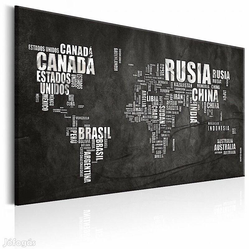Kép - Világ térkép országnevekkel fekete háttérrel