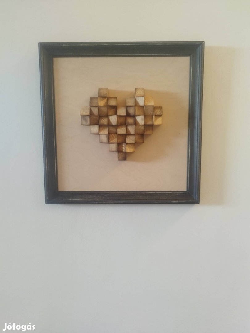 Kép fából, szív forma, 3D