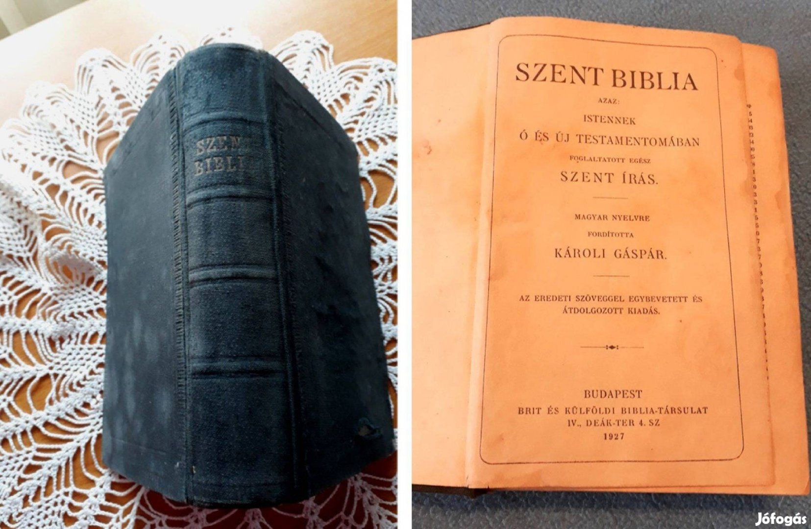 Képes Biblia 1927-es kiadás, fellelt állapotban