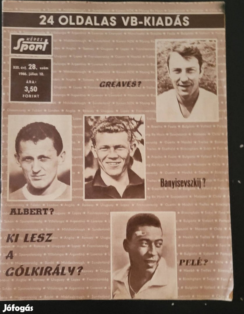 Képes sport 24 oldalas Vb kiadás 1966.július 12