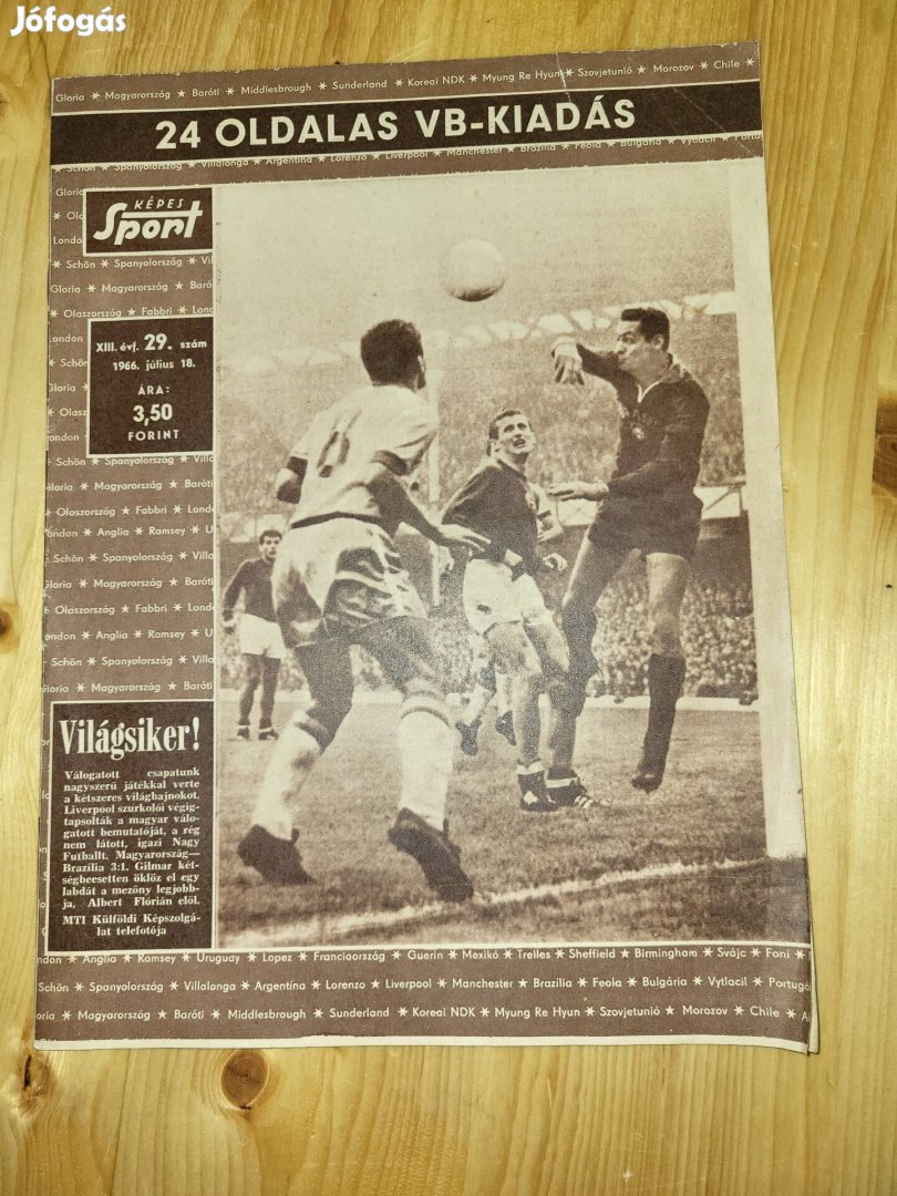 Képes sport 24 oldalas Vb kiadás 1966 július 18
