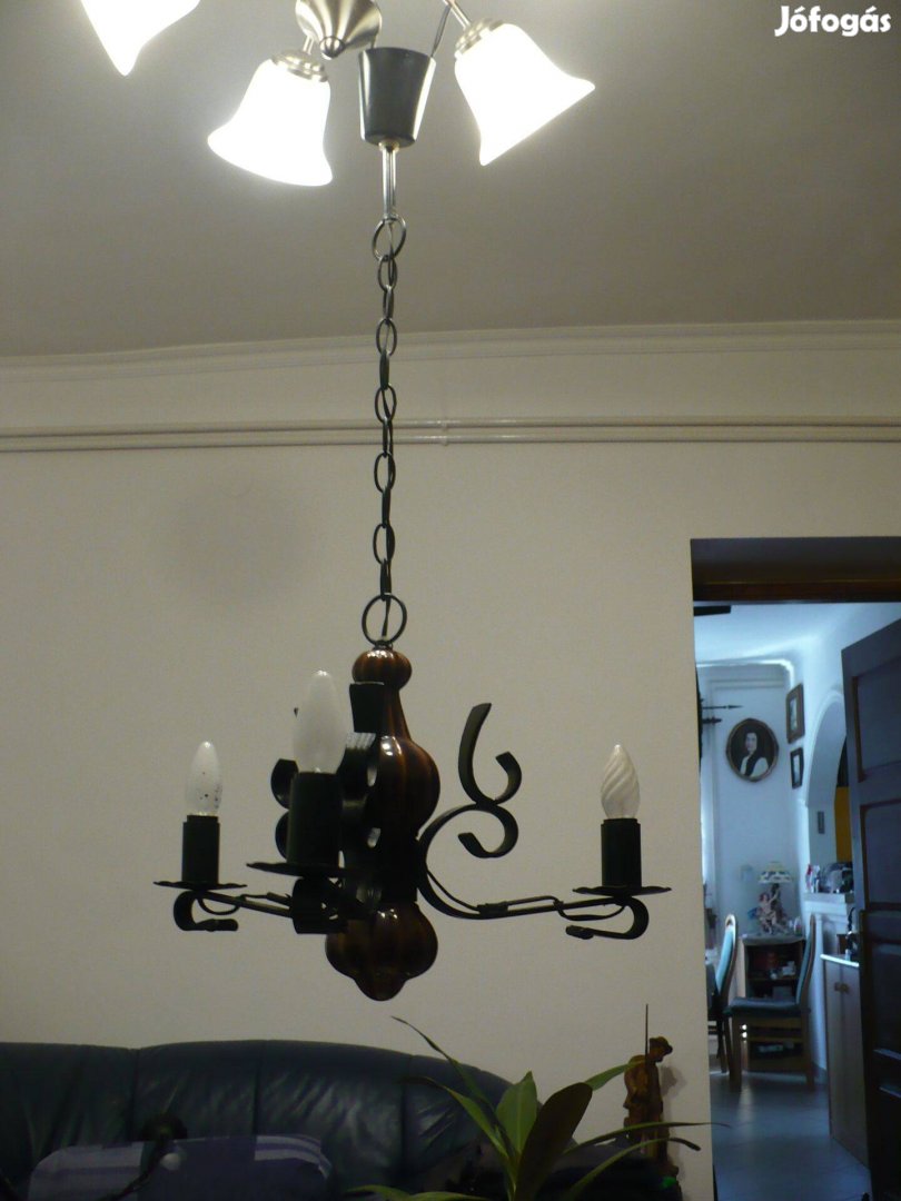 Kerámia betéttel kovácsoltvas mennyezeti lámpa