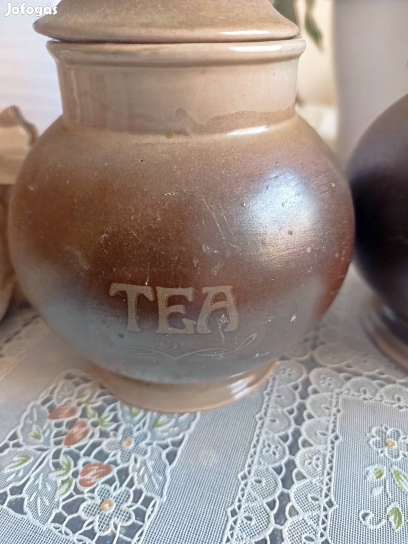 Kerámia cukor és tea tartó fedéllel