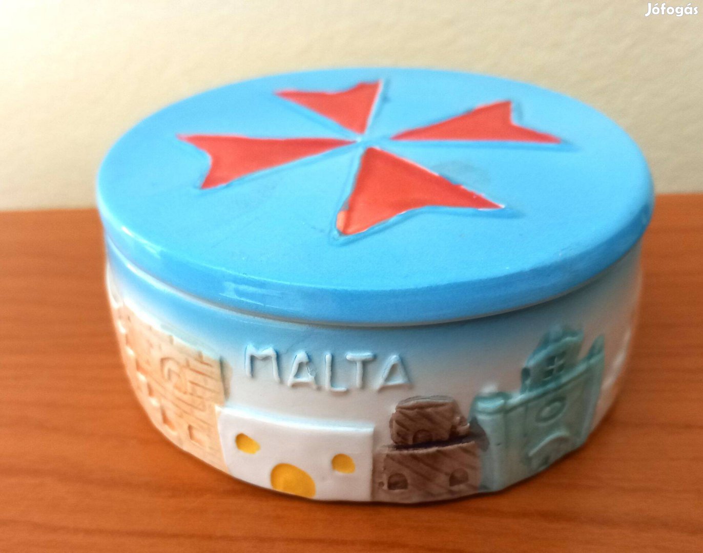 Kerámia dísztárgy, díszdoboz (9 x 4 cm), ékszernek, cukorkának