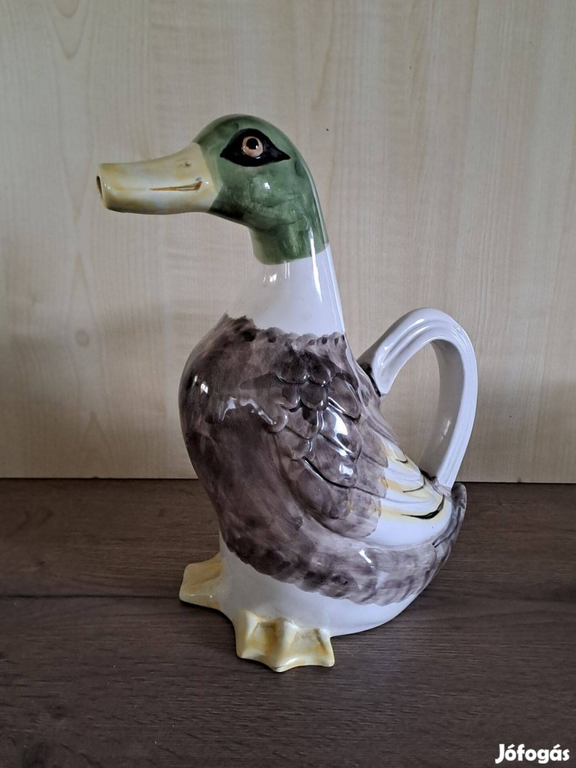 Kerámia kacsa alakú kiöntő, dísztárgy, használati eszköz