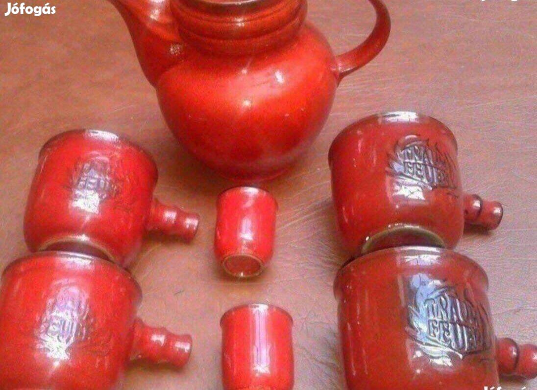 Kerámia kancsó boros pálinkás pohár