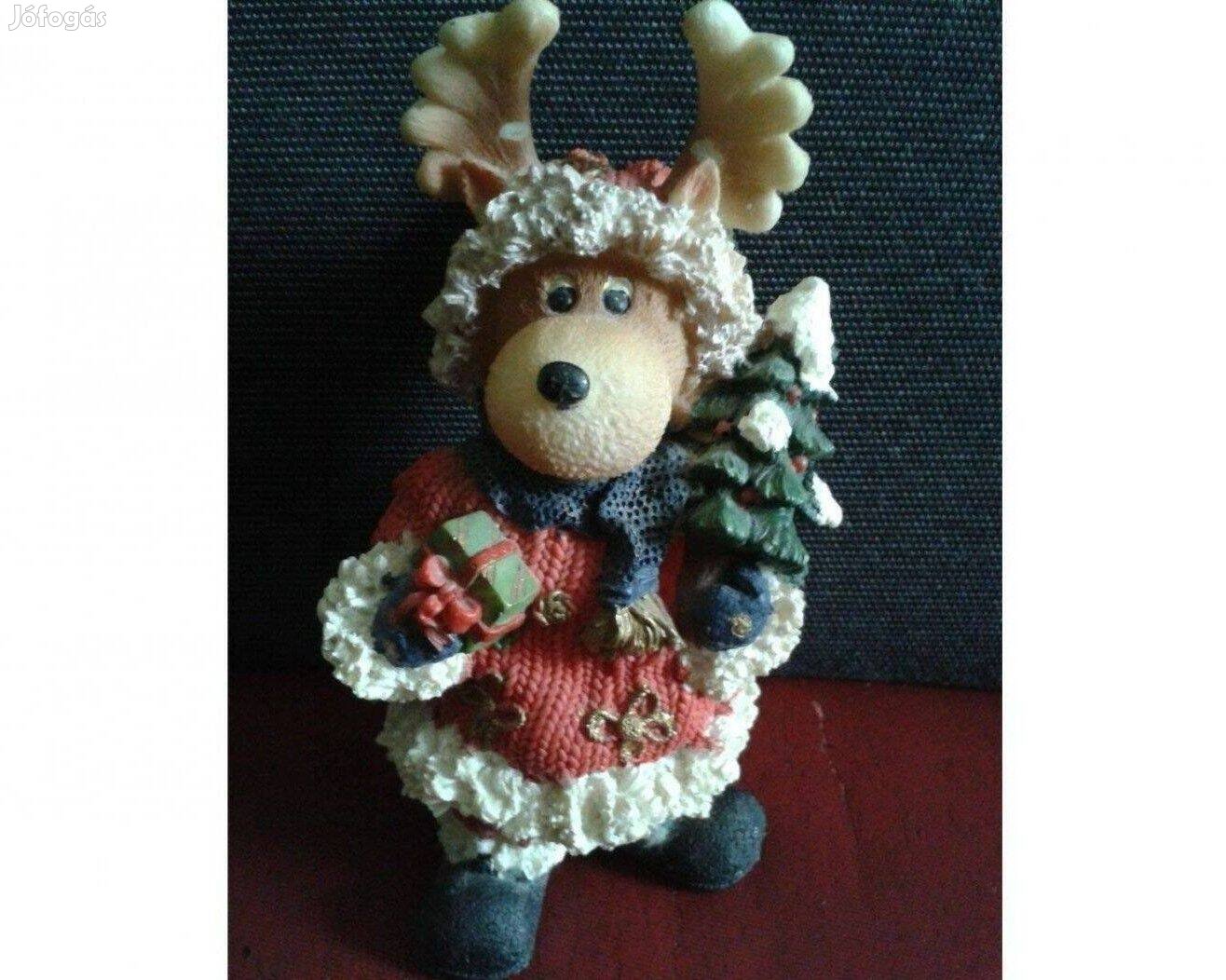 Kerámia karácsonyváró szarvas, dísztárgy