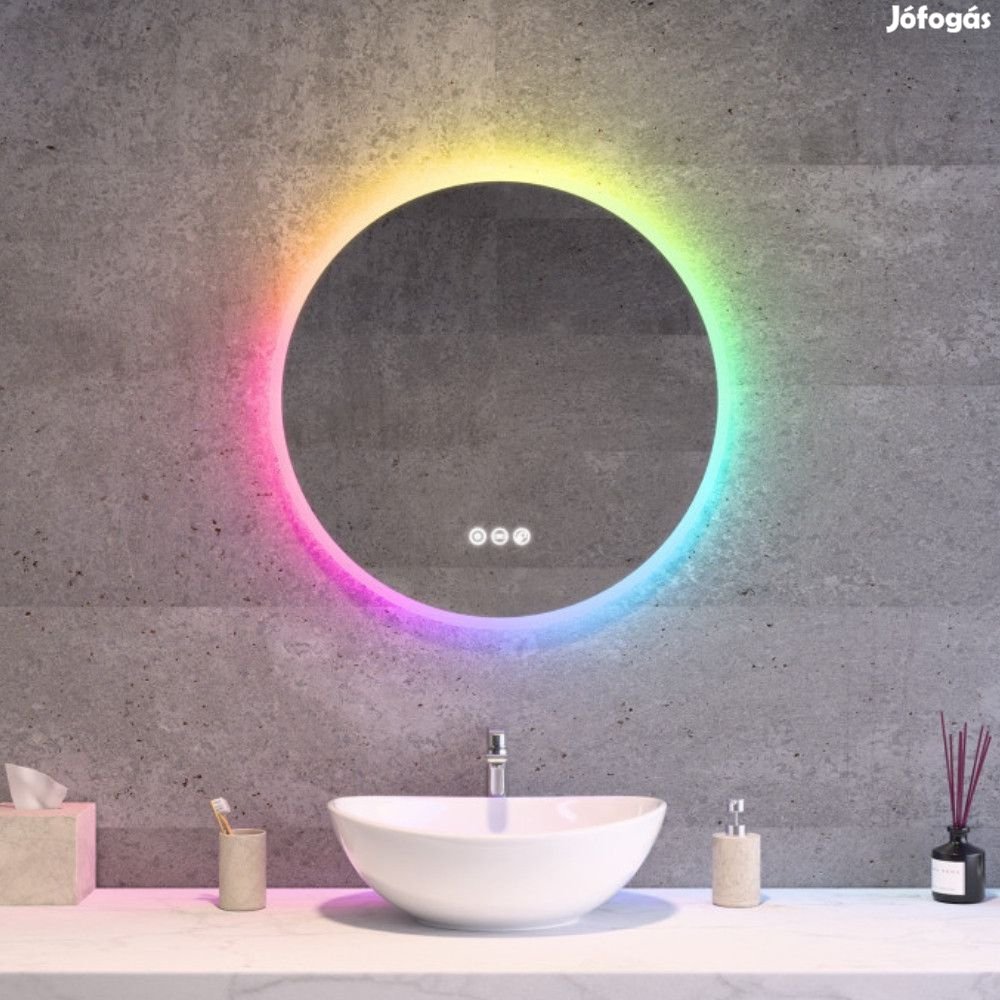 Kerek LED tükör 60cm Welland Alpha |  Színes háttérvilágítás  - RGB