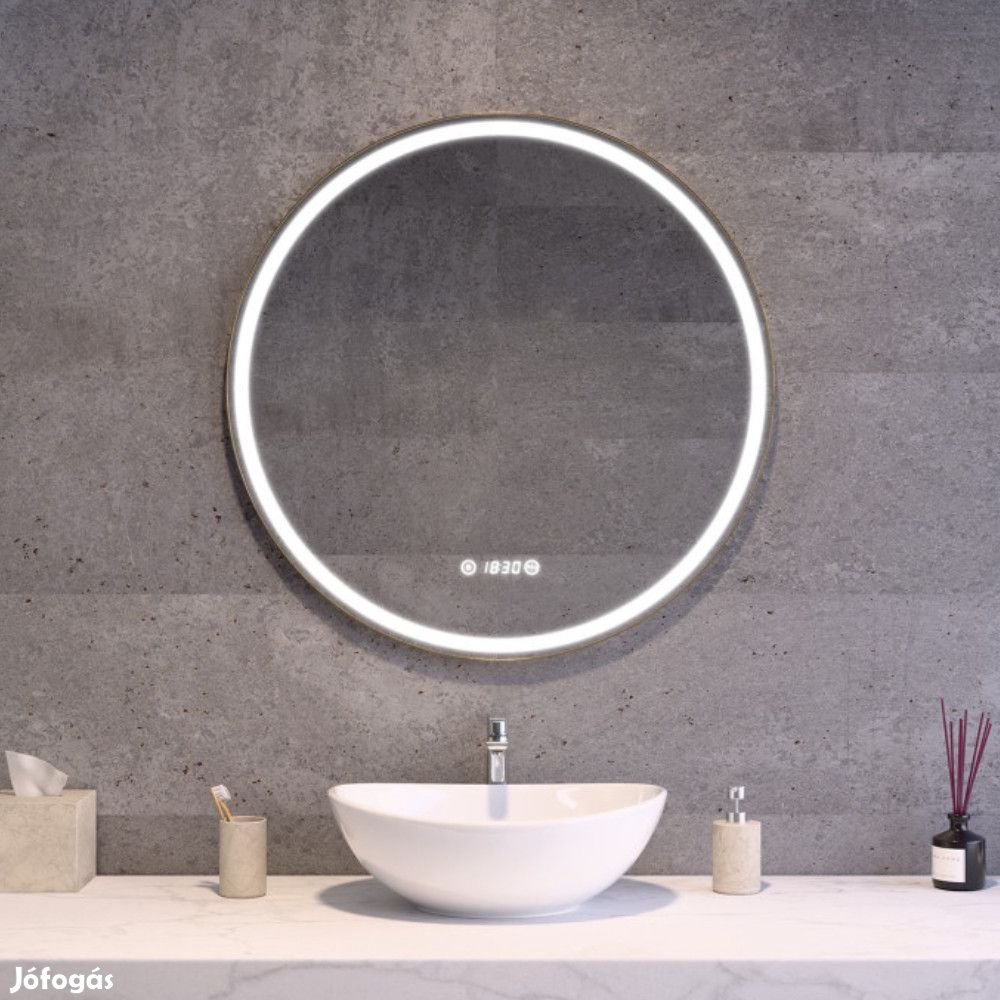 Kerek Led tükör arany színű kerettel 70cm | Páramentesítő - Óra - Fé
