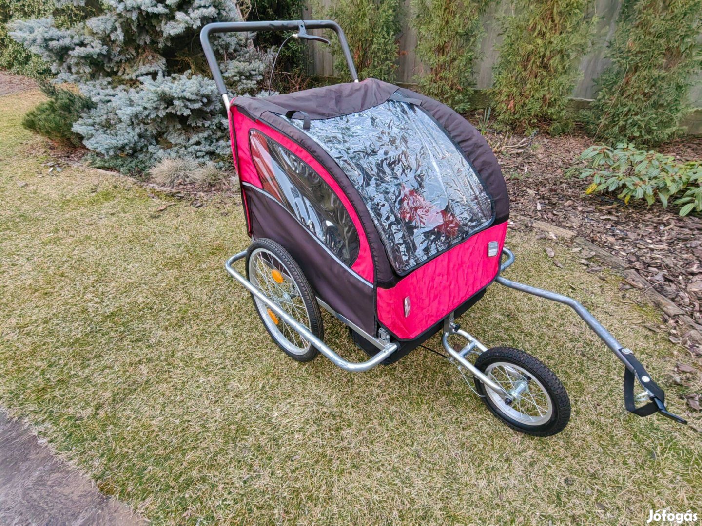 Kerékpár bicikli utánfutó XL nagyméret 2 gyerek szállító
