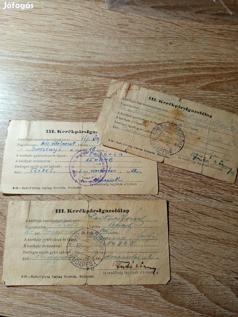 Kerékpár igazolólap