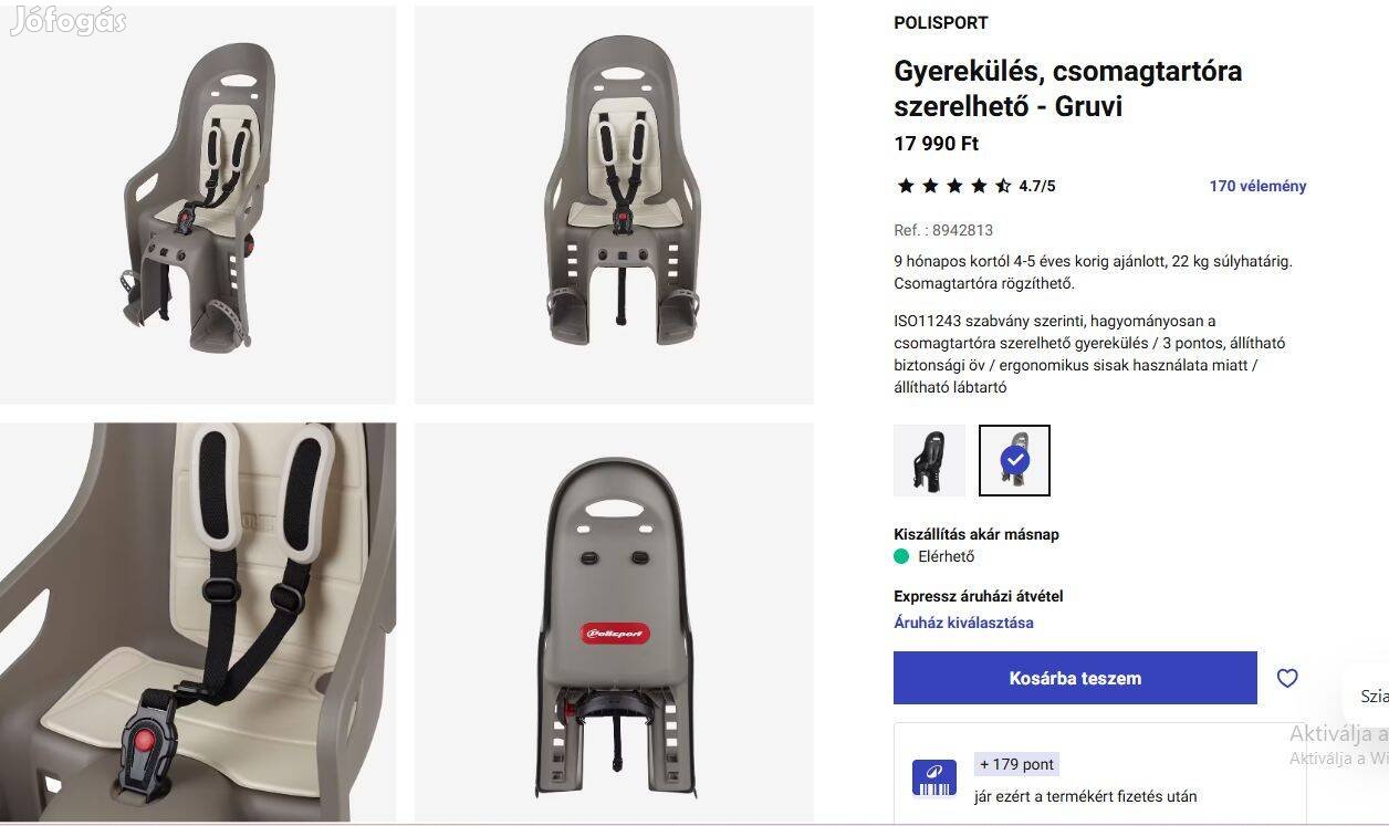 Kerékpárra szerelhető gyermekülés