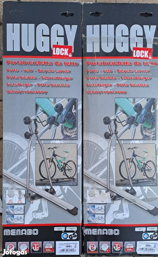 Kerékpártartó Menabo Huggy Lock, 2 db., tetőcsomagtartóra
