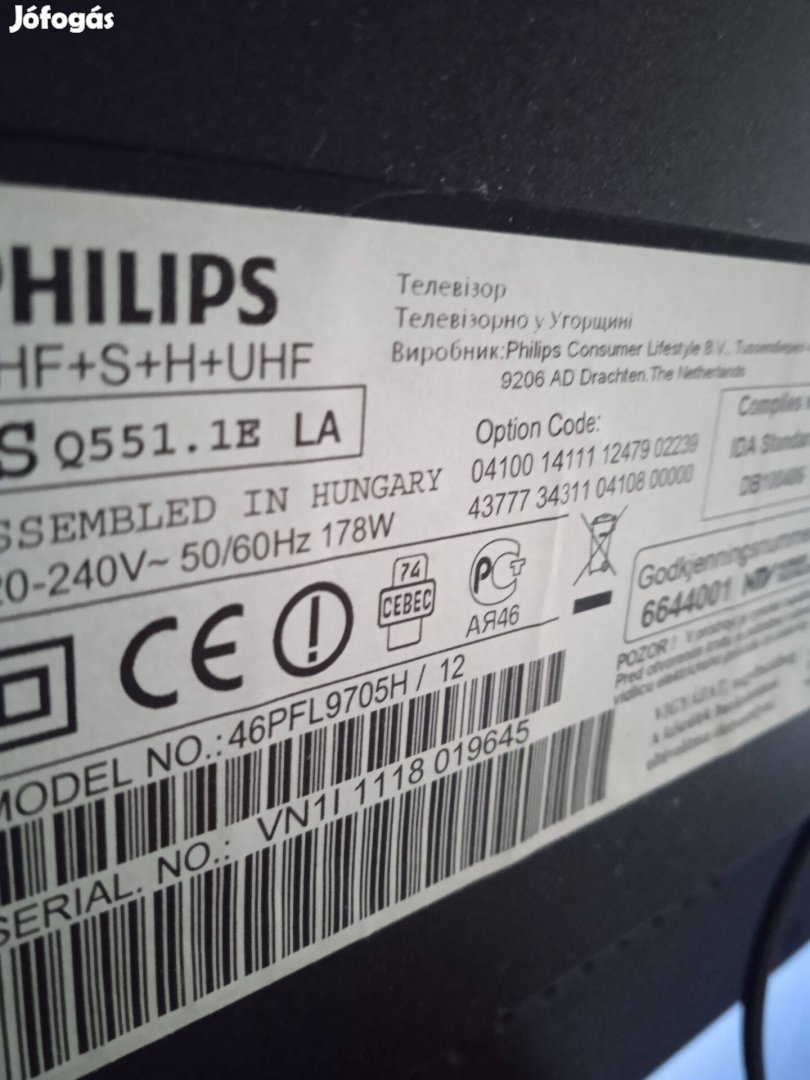 Keresek: 46PFL9705H/12 Philips tv talp