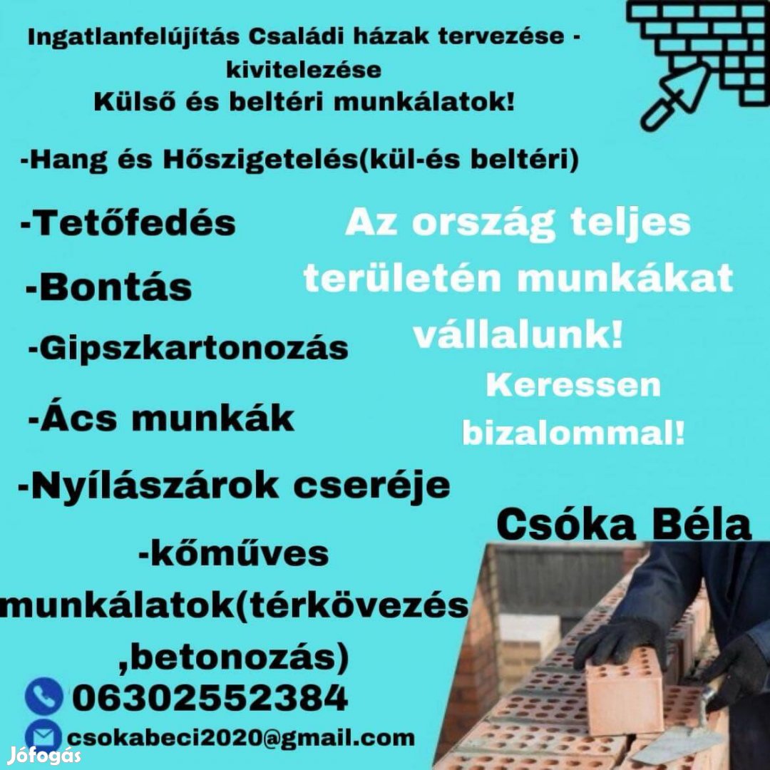 Keresek: Építőipari munkát vállalok 