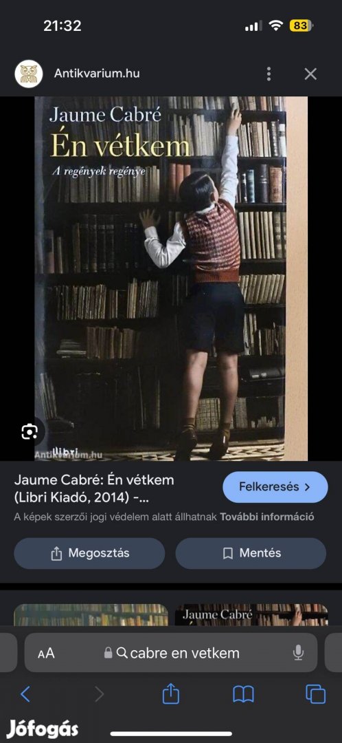 Keresek: Jaume Cabré - Én vétkem című könyvét keresem