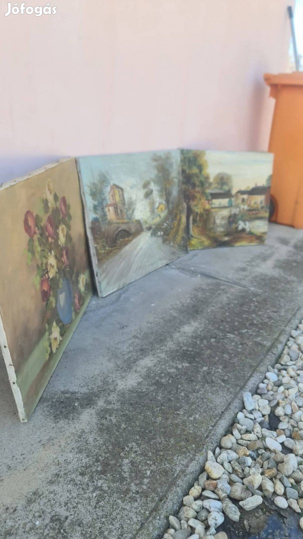 Keret nelkül 3db olaj vaszon jegyzet festmeny