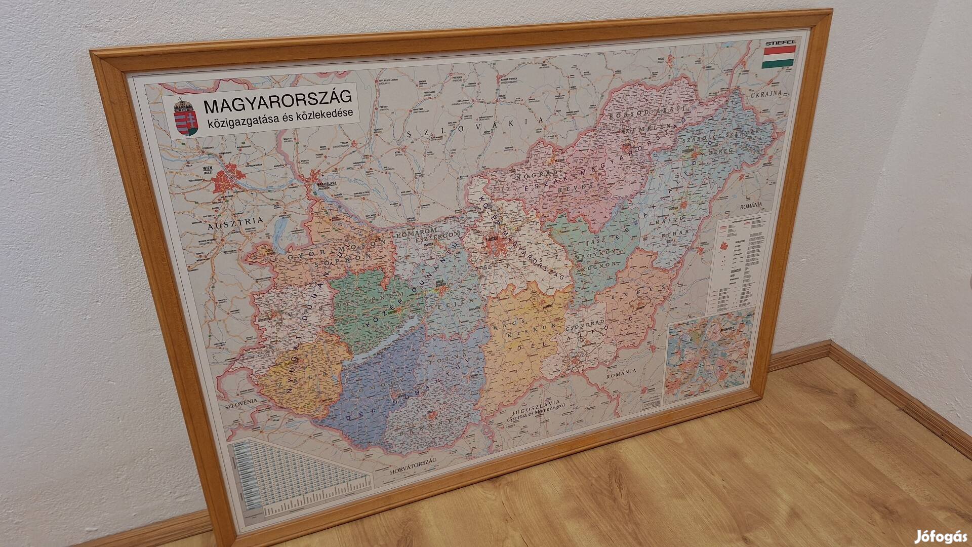 Keretezett Stiefel térkép, Magyarország/Budapest, tűzdelhető