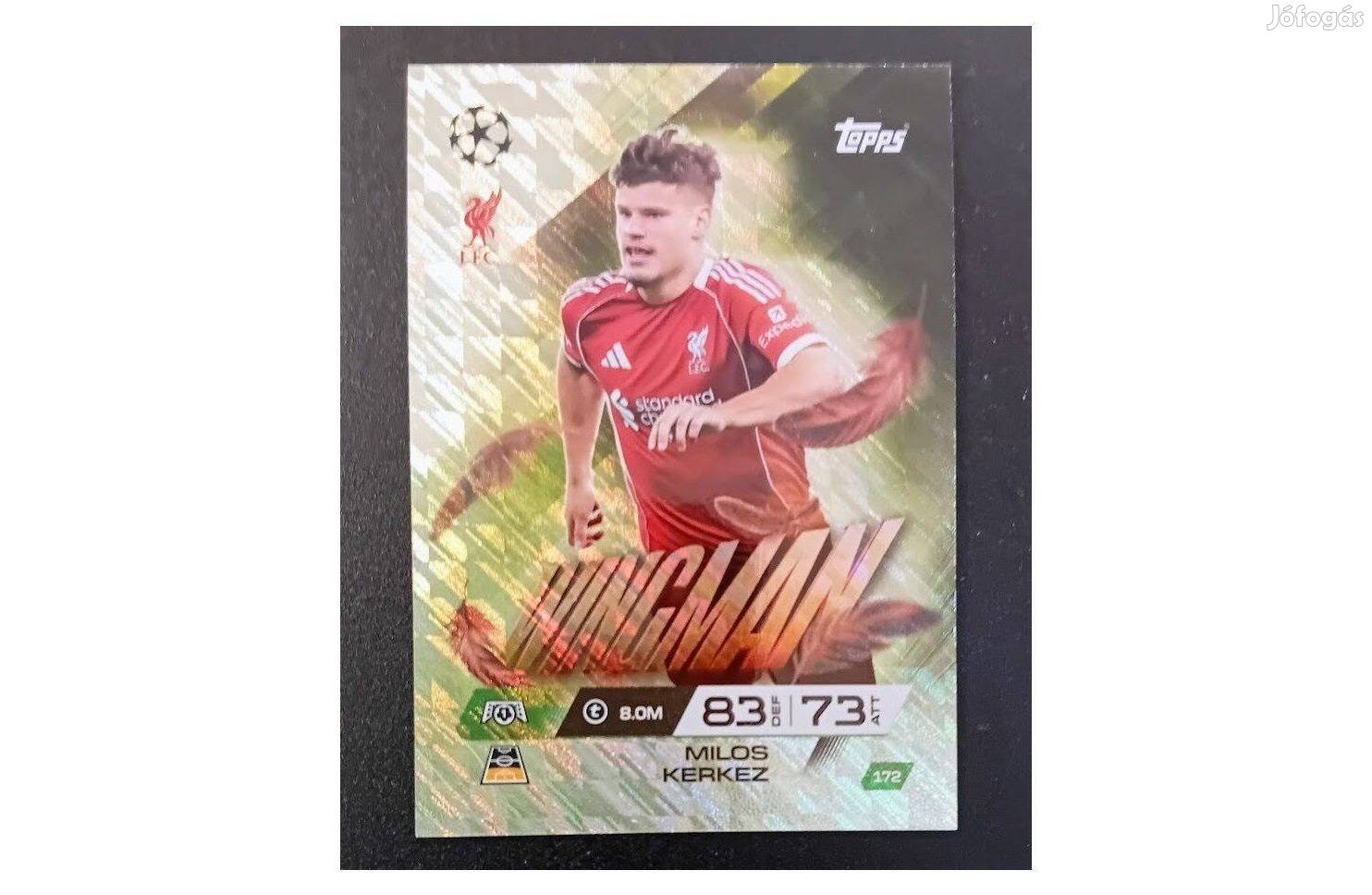 Kerkez Milos Liverpool Wingman focis kártya Match Attax