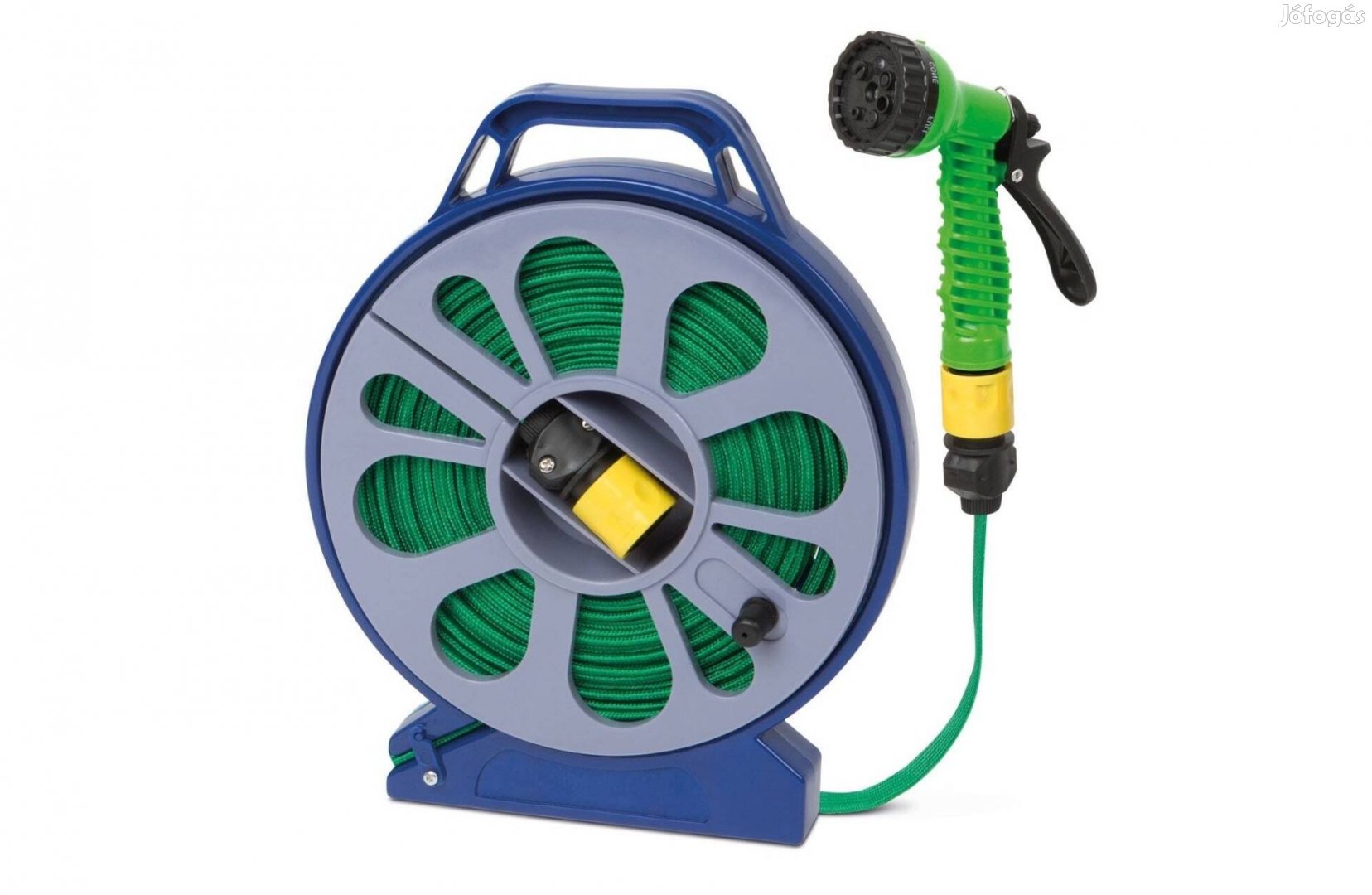 Kerti Öntöző locsoló cső slag szett és tömlőtartó dob- 15m