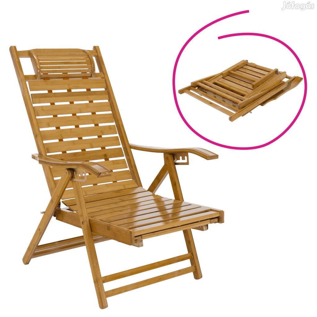 Kerti állítható szék, természetes, bambusz, URSEL