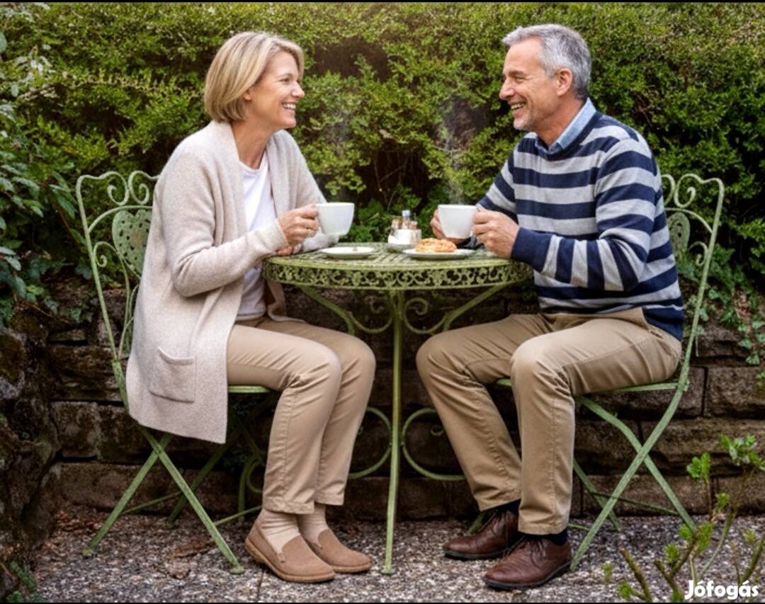 Kerti asztal félköríves kialakítással 2 összecsukható szék