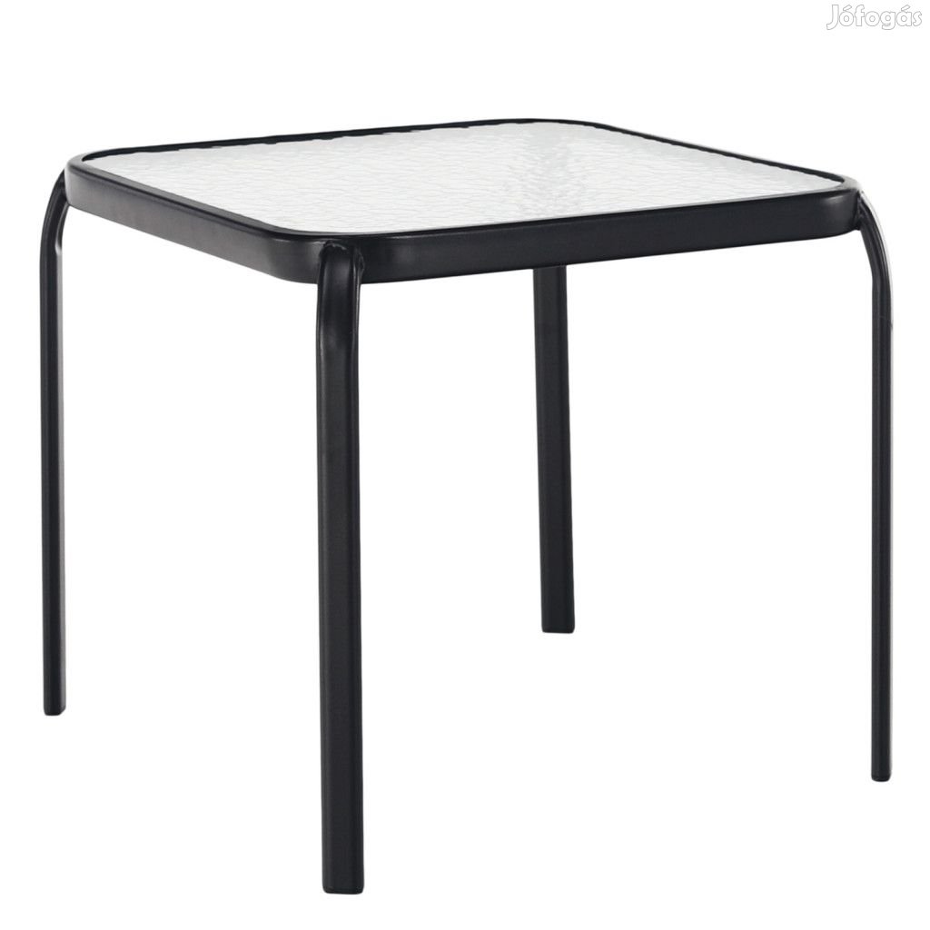 Kerti kisasztal, fekete acéledzett üveg, RAMOL