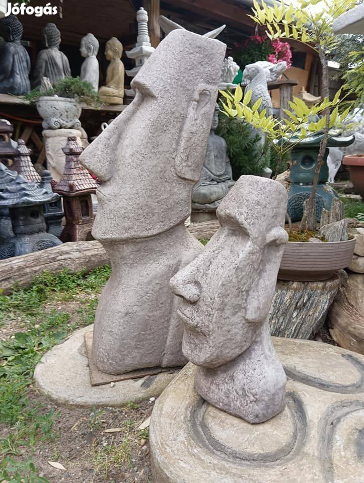 Kerti kő szobor Moai húsvétszigeti nagy fej minimál kertépítő dísz