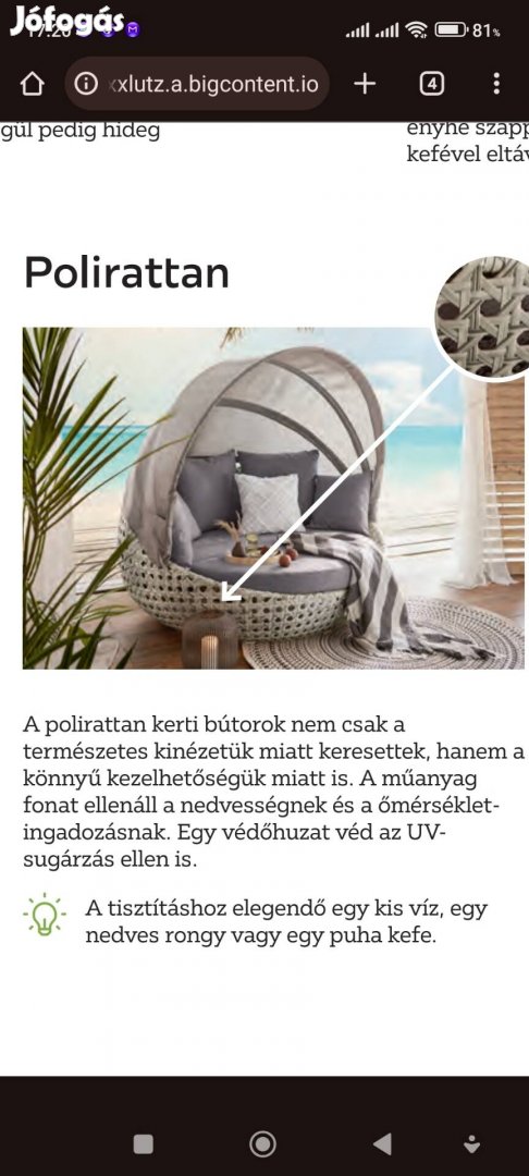 Kerti polirattan pihenő ágy 