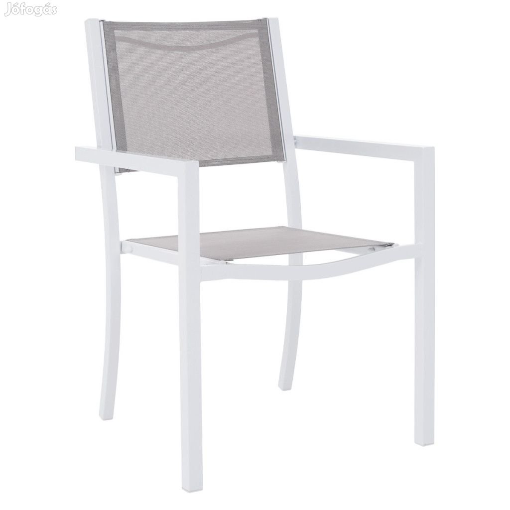Kerti rakásolható szék, fehér acélvilágosszürke, DORIO