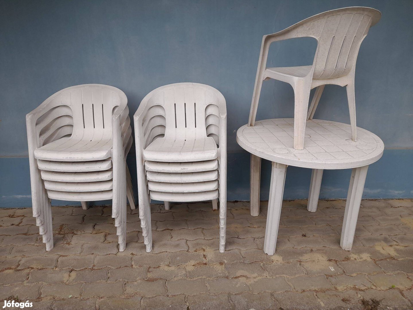 Kerti szék asztal fehér műanyag