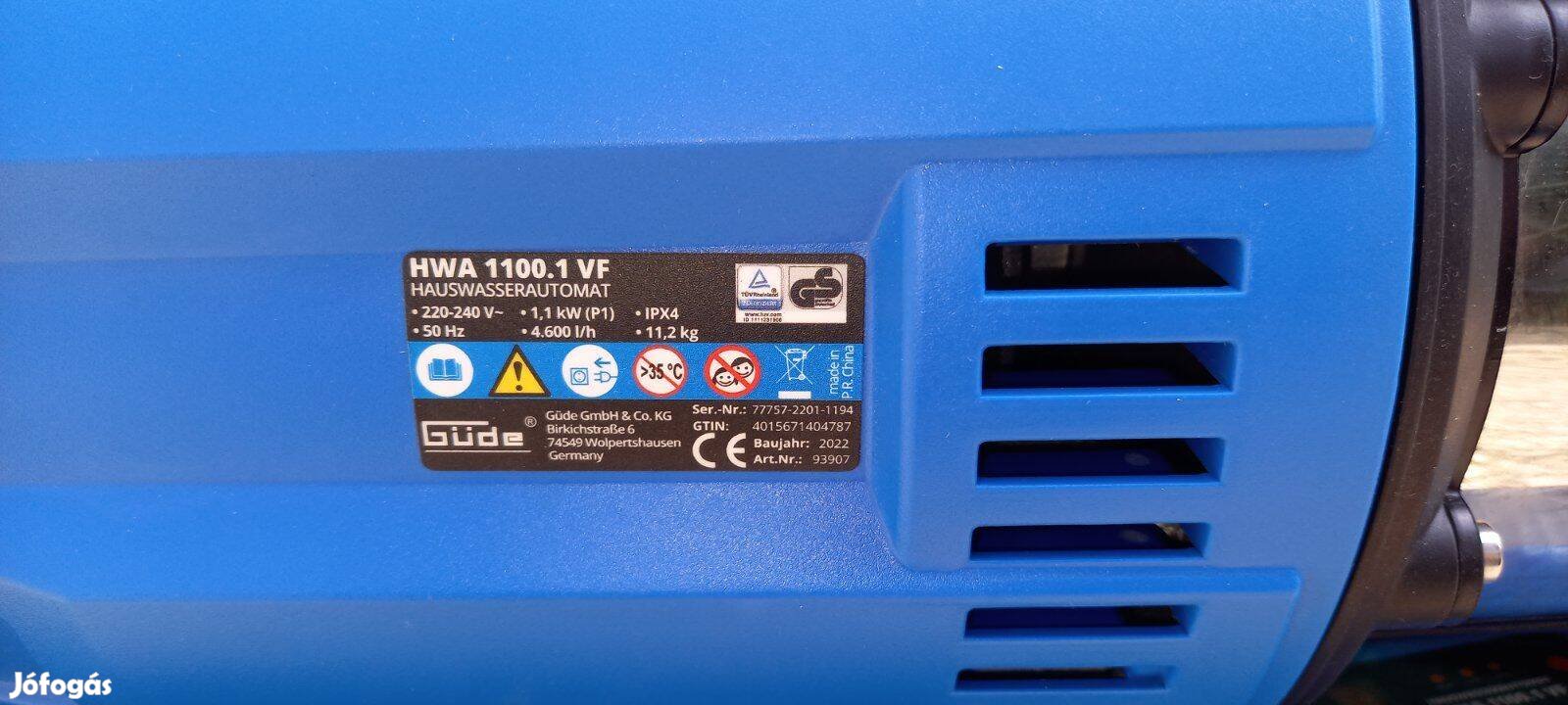 Kerti szivattyú, szűrővel, nyomáskapcsolóval 1100W-os teljesítménnyel