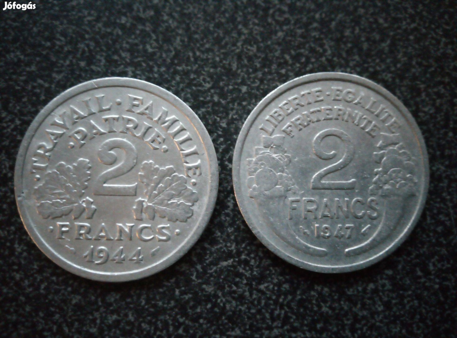 Két Franciaország frank érméi 1944, 1947