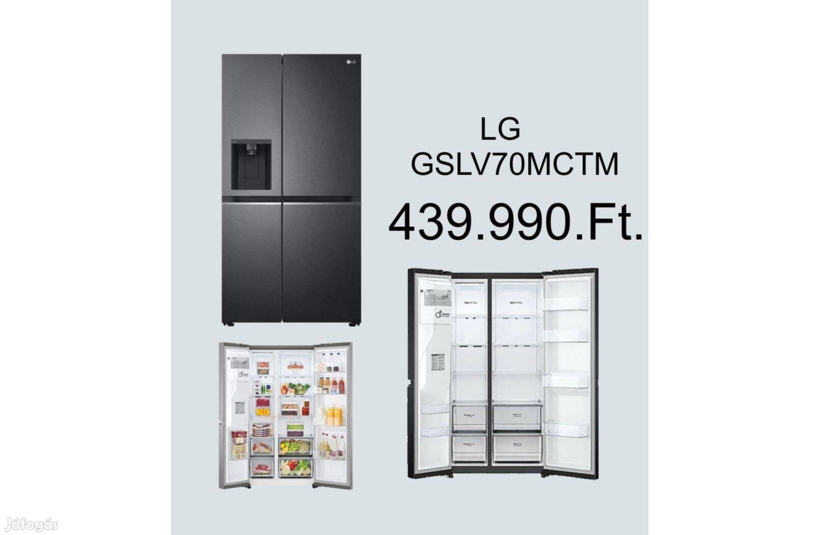 Két ajtós hűtő, LG GSLV70Mctm. Vízvezetékre csatlakoztatható