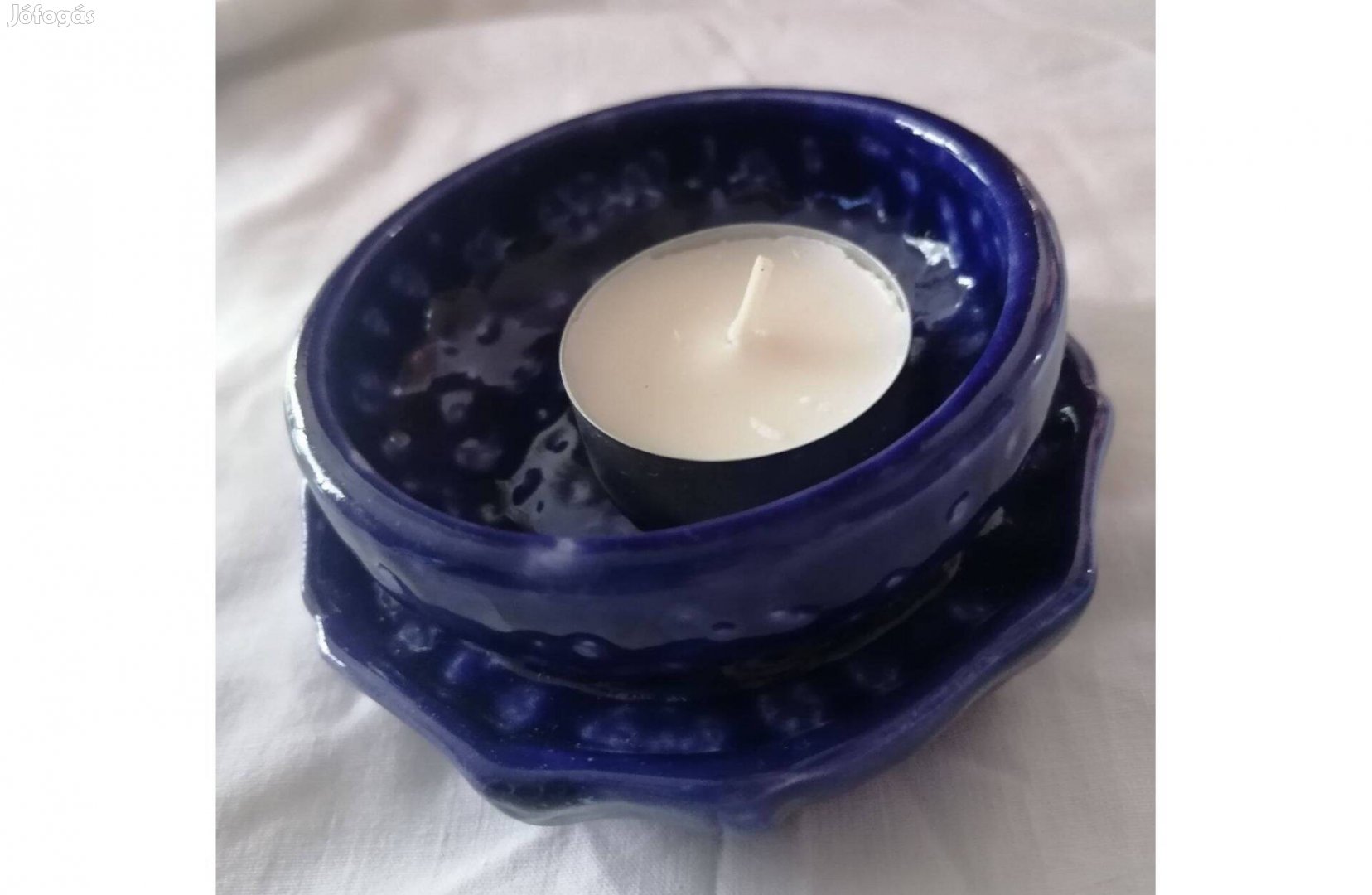 Kétrészes sötétkék kerámia mécses tartó eladó!