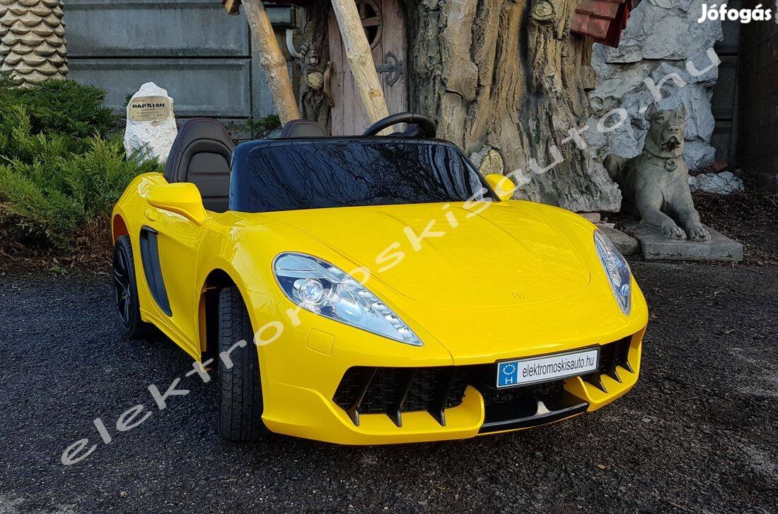 Kétszemélyes óriás méretű Supercar 24V sárga elektromos kisautó