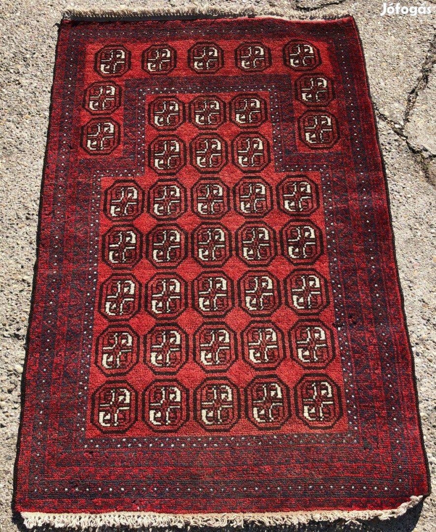 Kézi csomózású bordó BocharaBukhara szőnyeg