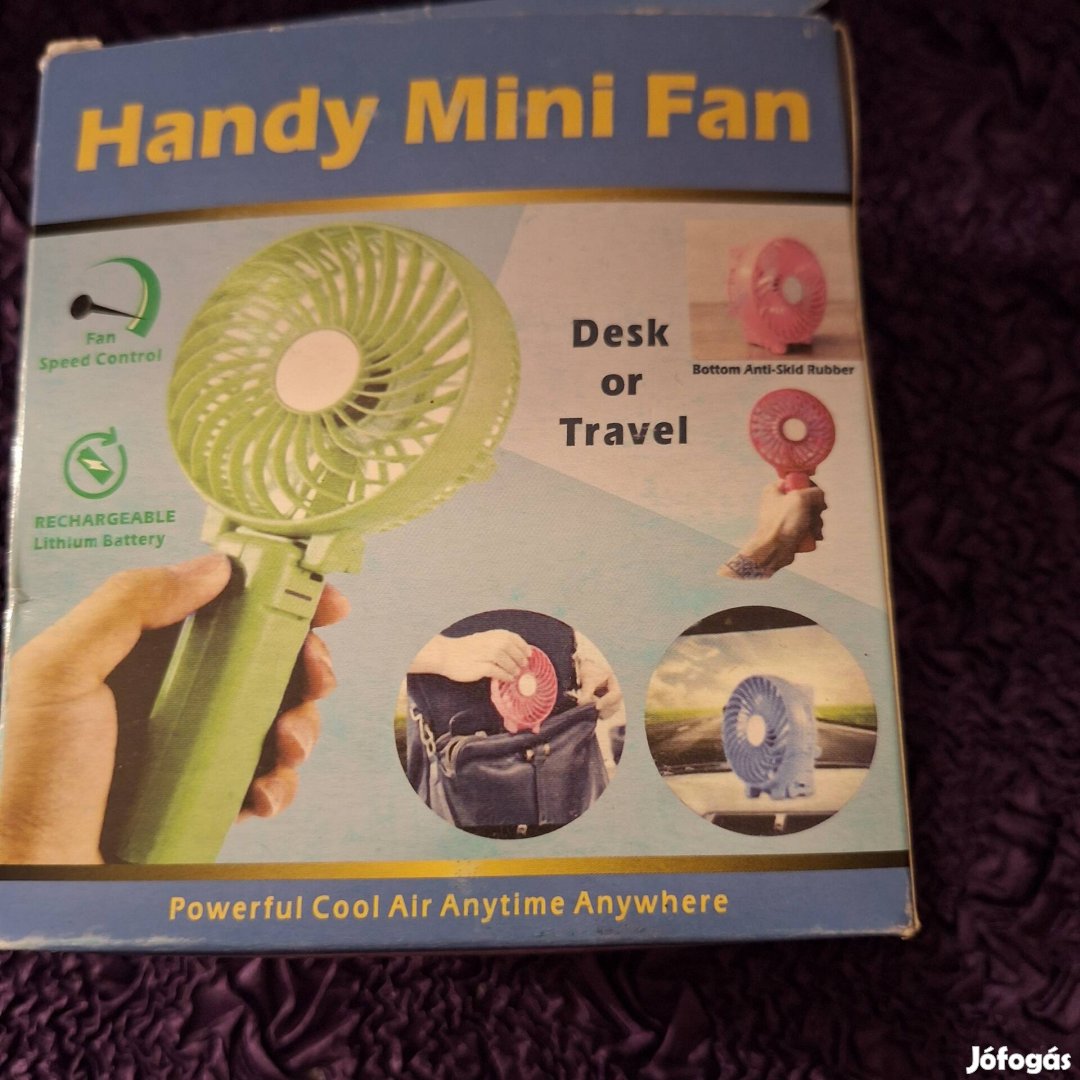 Kézi ventilátor, tölthető akksival, pl.utazáshoz