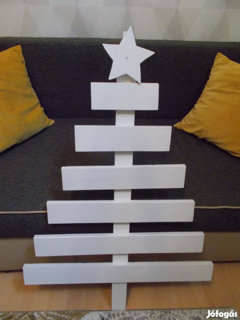Kézműves fehér fa kreatív karácsonyfa 108x70 cm