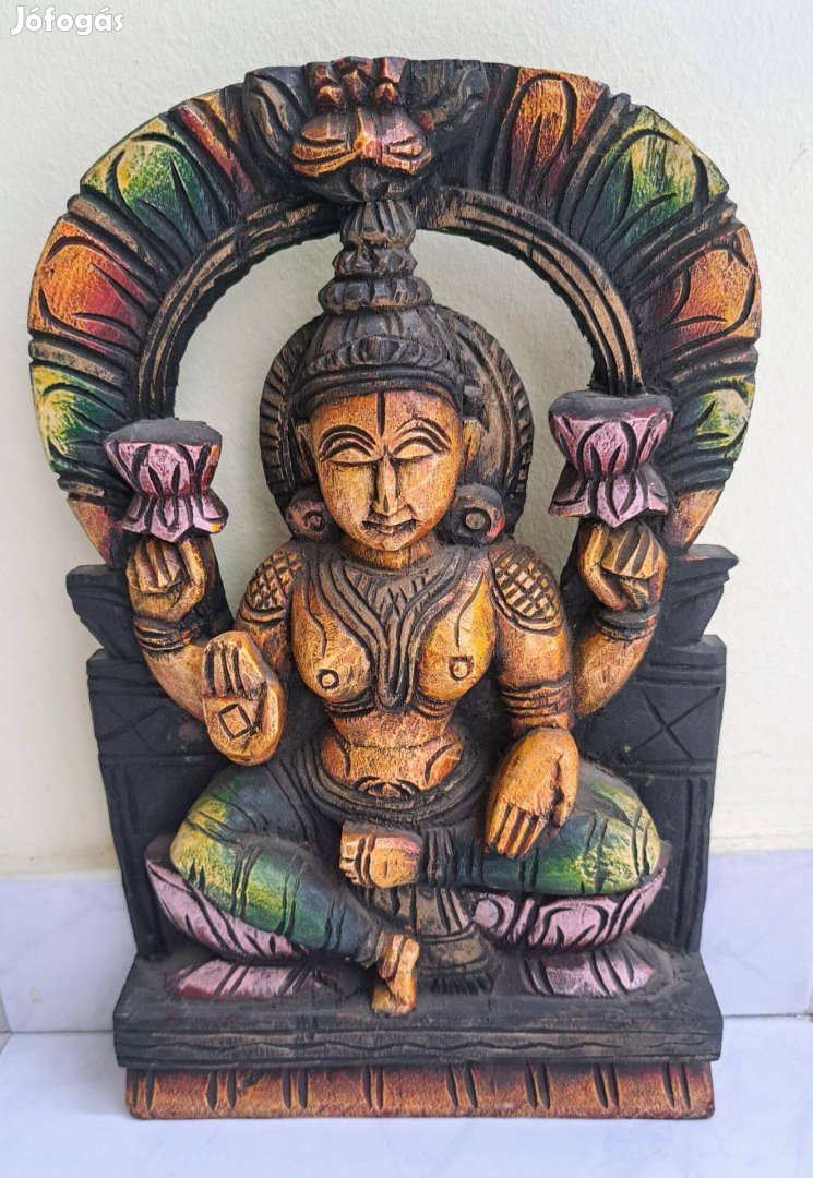 Kézműves hindu istennő falidísz 31 cm, Indiából magas