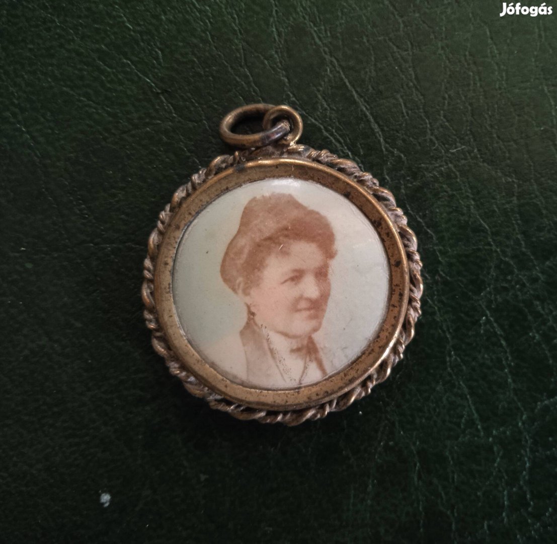 Kézműves réz medál antik 1906 körüli ritka medál színes