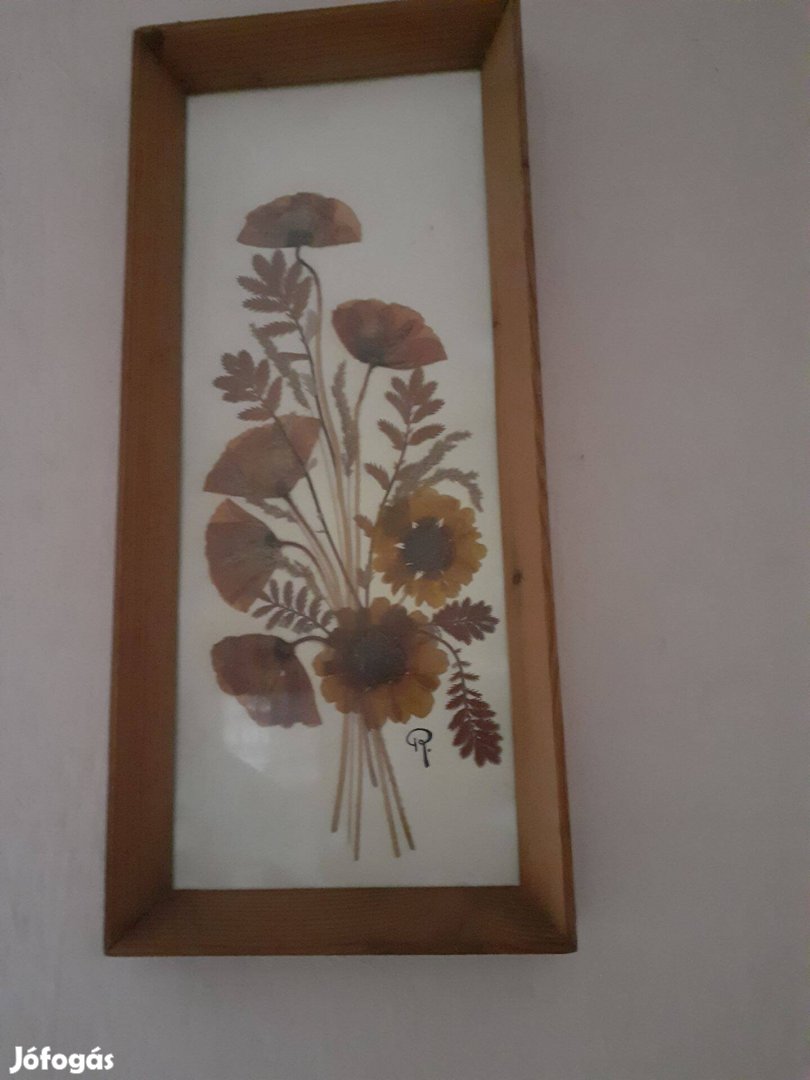 Kézműves virágcsendélet keretezve jelzett