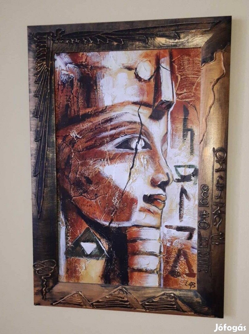 Kézzel festett Tutanhamon festmény gyönyörű állapotban eladó