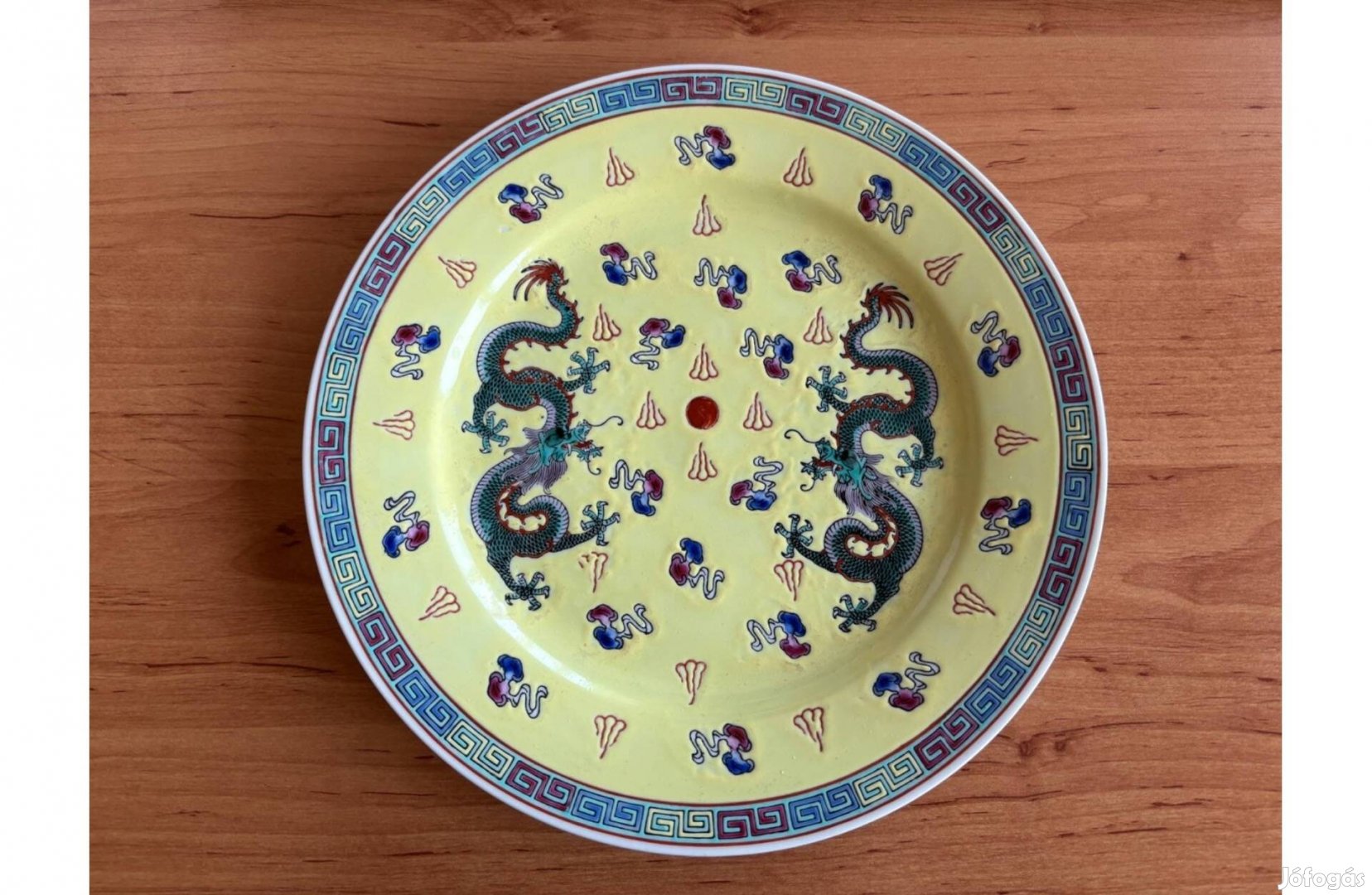 Kézzel festett kínai porcelán tányér, kínáló, dísztárgy